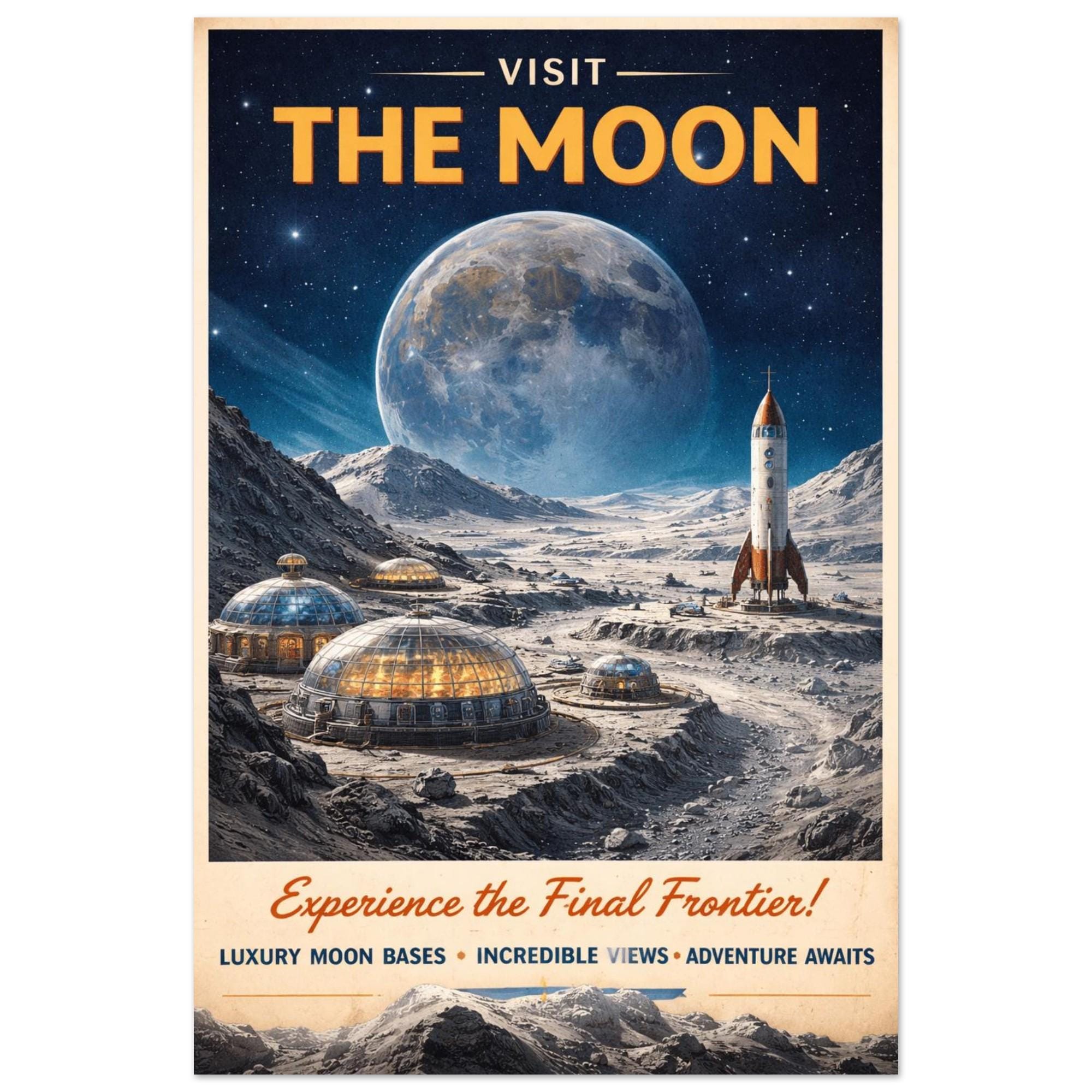 Moon Space Poster Retro Sci Fi Wall Art Vintage Space Print Astronomy ...