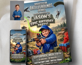 Personalisierte Foto-Geburtstagseinladung mit Foto - Gamer Party Invite für Jungen - Digitaler Download