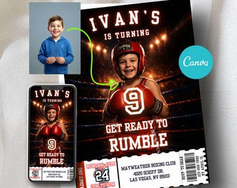 Personalized Boxing Invitation | Custom Face Swap Fight Night Ticket | Editable Photo Invite