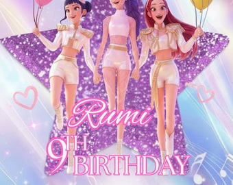 3 Kpop Demon Hunters Birthday Invitation thank you tag| Editable Canva Template |  Anime Invite | Digital Download | Printable Card for Kid