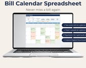 Bill Calendar Spreadsheet | Monthly Bill Tracker | Google Sheets & Excel | Paycheck Budget Planner | Due Date Tracker | Instant Download