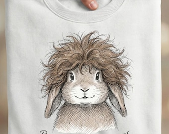 Bunny Hair Dont Care PNG | Funny Messy Hair Easter Bunny Sublimation Design | Hand Drawn Sketch Rabbit | Bad Hair Day Mom Shirt DTF Download