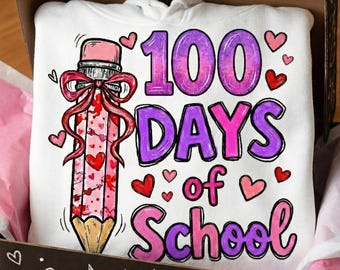 100 Days of School PNG, Teacher Student Design (Digital Download)