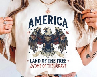 America 1776 Eagle SVG PNG | Land of the Free Home of the Brave | Vintage USA Patriotic Sublimation | 4th of July Cricut Download