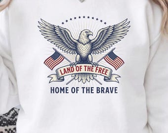 Land of the Free Home of the Brave SVG PNG | Patriotic Eagle American Flag | 4th of July Vintage Sublimation | America 250 Digital Download