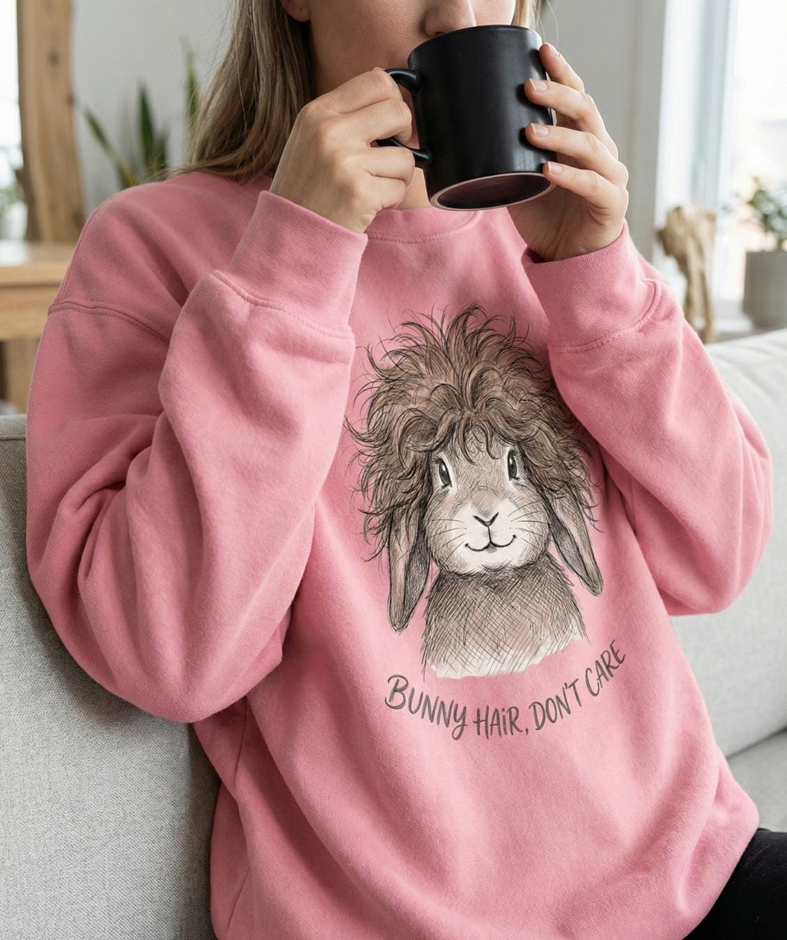 Bunny Hair Dont Care PNG | Funny Messy Hair Easter Bunny Sublimation ...