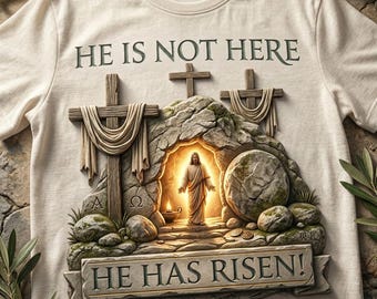 He is Risen png, Matthew 28:6, Risen, retro easter, Easter Christian, Easter bible verse, Jesus, digital download