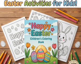 Happy Easter Children's Coloring Book | Toddler Handwriting Practice (Digital Download)