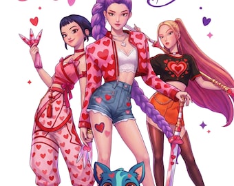 Easter Huntrix Anime Girl Group PNG - Saja Girls Kpop Sublimation - Cute Aesthetic Easter Day Digital Download Streetwear DTF Designs