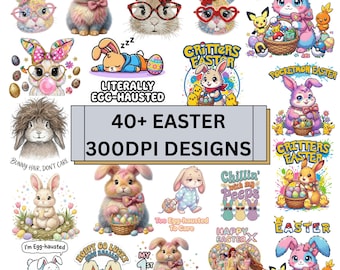 Easter PNG Bundle | Spring Bunny Shirt Designs | Kawaii Anime DTF (Digital Download)