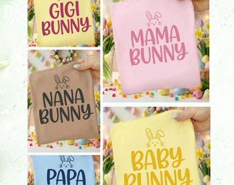 Matching Family Easter Bunny PNG Bundle | Mama MiMi Papa Baby Gigi Nana Shirt Design | Cute Spring Sublimation DTF Transfer Digital Download