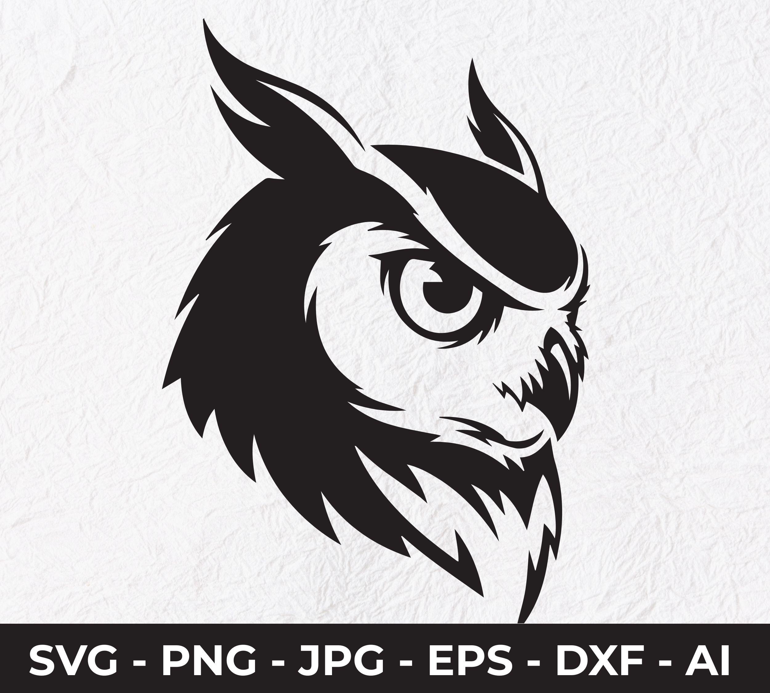 Tribal Owl Head SVG, Fierce Silhouette Cut File, Tattoo Art (Digital Download)
