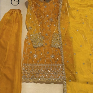 Indian Designer Salwar Kameez with Dupatta 3pc Set Readymade ,Sharara kurti Suit, Pakistani Suit, Dress Sharara for Women, Punjabi Wedding image 2