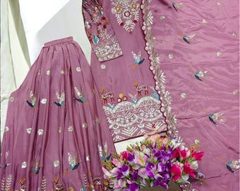 Pakistani Designer Pink Salwar Kameez Suit Set With Dupatta, Wedding Wear Ready To Use, Embroidered Dress, Ethnic Wear 3pcs