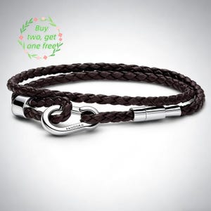 Black Braided Leather Bracelet, Double Wrap Charm Bracelet, Minimalist Leather Jewelry, Unisex Wristband, Stackable Bracelet Gift