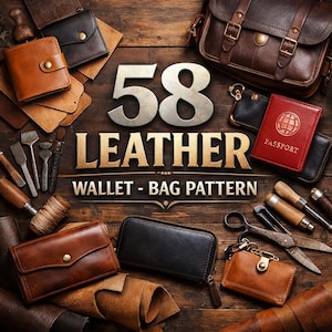 58 Leather Bag & Wallet Pattern Bundle | A4 A1 A3 DXF SVG | Bags, Purses, Backpacks and Wallet Templates | Instant Download