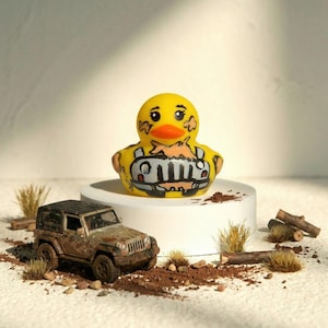 Handgemalte Auto-Abenteuer-Ente - personalisiertes Wrangler-Geschenk, Off-Roading-Zubehör, schlammiges Dashboard-Dekor, einzigartiges 4x4-Andenken