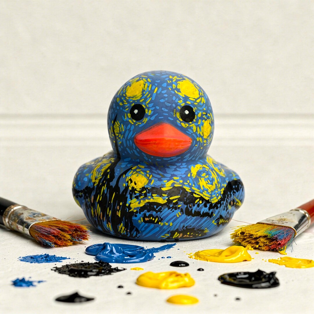 Personalized Starry Night Rubber Duck - 3 Inch Hand Painted Van Gogh ...
