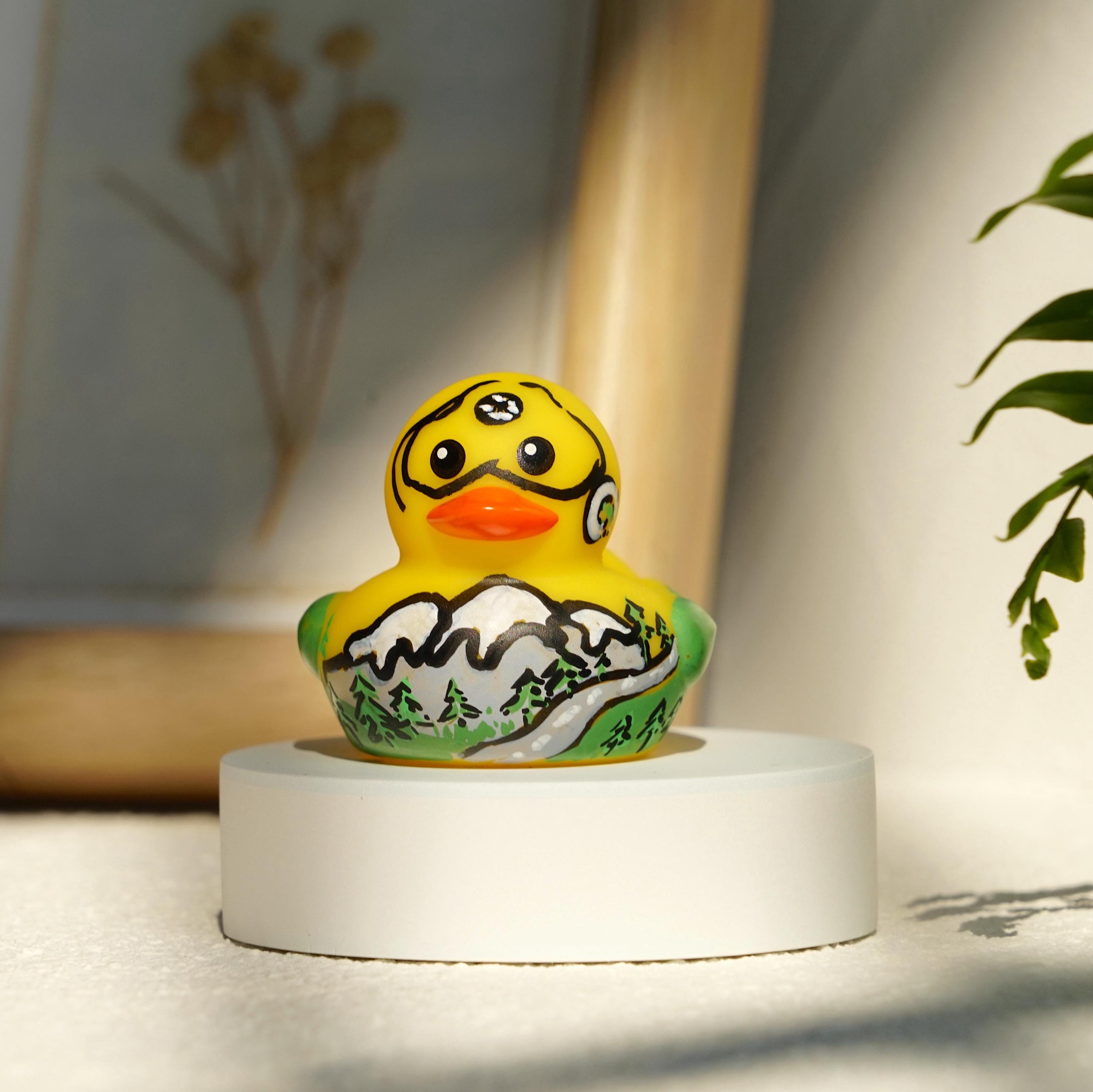 Hand Painted Mountain Adventure Rubber Duck - Personalized Hiker