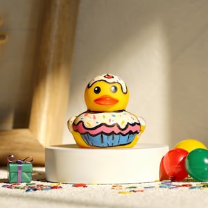 Hand Painted Birthday Rubber Duck - Personalized Birthday Gift, Unique Ducking Accessory, Milestone Desk Pet