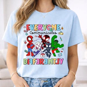 Spidey And His Amazing Friends Disneyland Autism Awareness Shirt, Superhero Everyone Different Shirt, Mental Health Tee, Autism Month Merch image 2