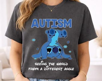 Stitch Autism Seeing The World From A Different Angle Shirt, In April We Wear Blue Shirt, Autism Awareness Shirt, Special Education Tee