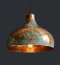 Copper Pendant Light \u2013 Oxidized Green Patina Dome Lamp \u2013 Rustic Farmhouse Kitchen Island Lighting \u2013 Handmade Copper Ceiling Light Fixture