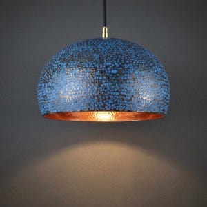 Hammered Copper Pendant Light - Hand-Forged Dome Lighting for Kitchen Island - Rustic Farmhouse Ceiling Fixture in 4 Artisan Finishes