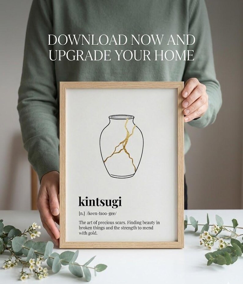 Kintsugi Definition Print, Japanese Philosophy Wall Art, Minimalist ...