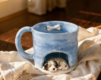 Handmade Ceramic Custom Pet Mug, Personalized Pet Mug from Photo, 3D Pet Figurine Mug with Coaster, Custom Cat Mug, Unique Pet Lover Gift
