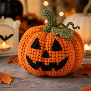 Crochet Pumpkin Pattern PDF, Halloween Decor, Halloween Decorations, Jack O Lantern Amigurumi, Fall Crochet Pumpkin DIY
