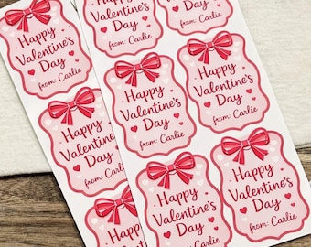 Custom Valentine Stickers – Personalized Happy Valentine Labels – Classroom Valentine Sticker Sheet – Digital Labels
