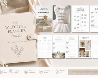 Ultimate Wedding Planner Binder Template, Printable Wedding Planner, Canva Editable Wedding Checklist, Wedding Itinerary & Journal
