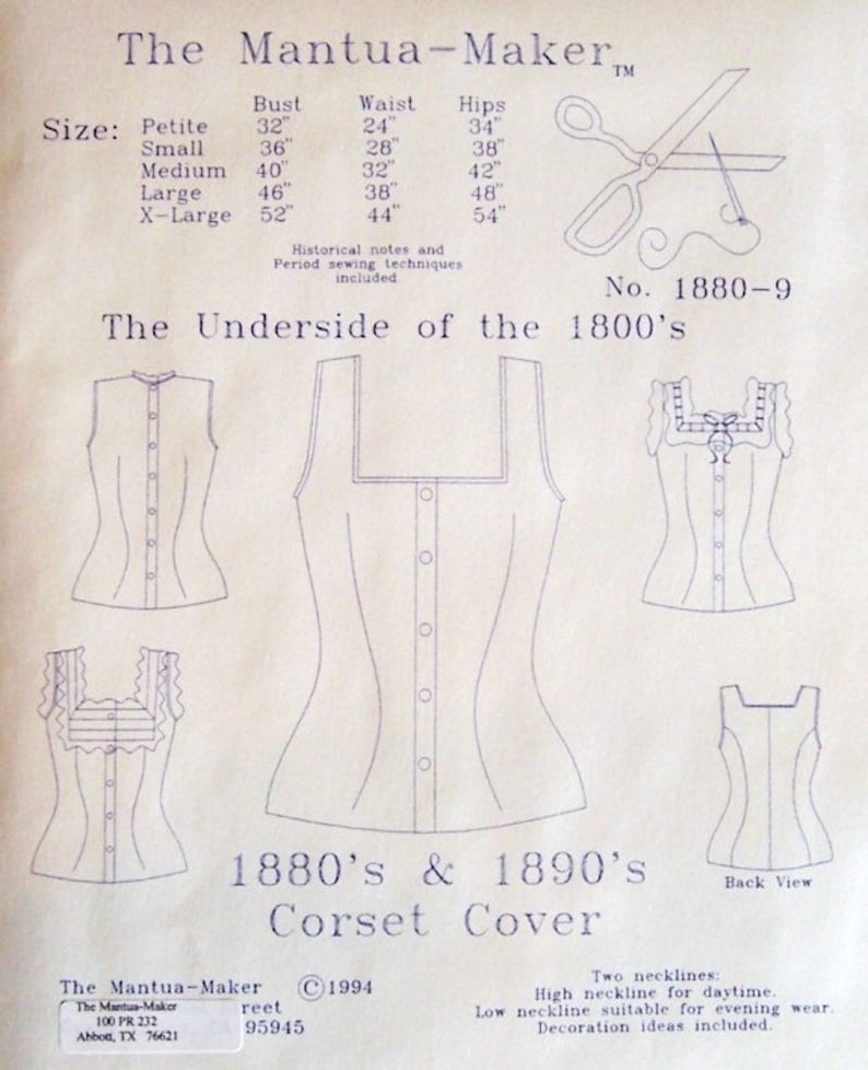 Victorian Corset Cover Sewing Pattern. Multi and Plus Sized Etsy
