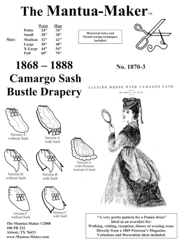 Victorian Bustle Drapery Overskirt Historical Sewing Pattern Etsy