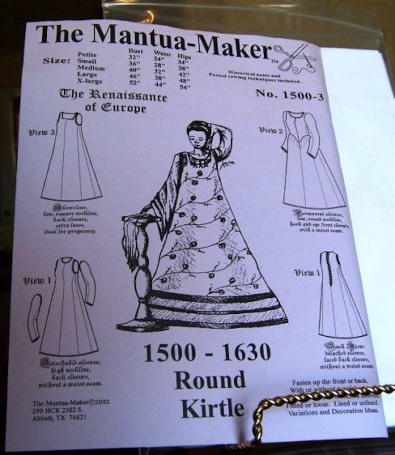 Elizabethan Round Kirtle Historical Sewing Pattern for 1500 Etsy