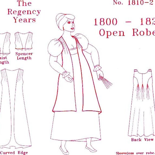 Regency Dress Sewing Pattern for an Open Robe. Multi & Plus Etsy