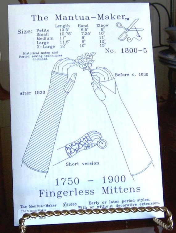Fingerless Mittens Or Gloves Historical Sewing Pattern For Etsy