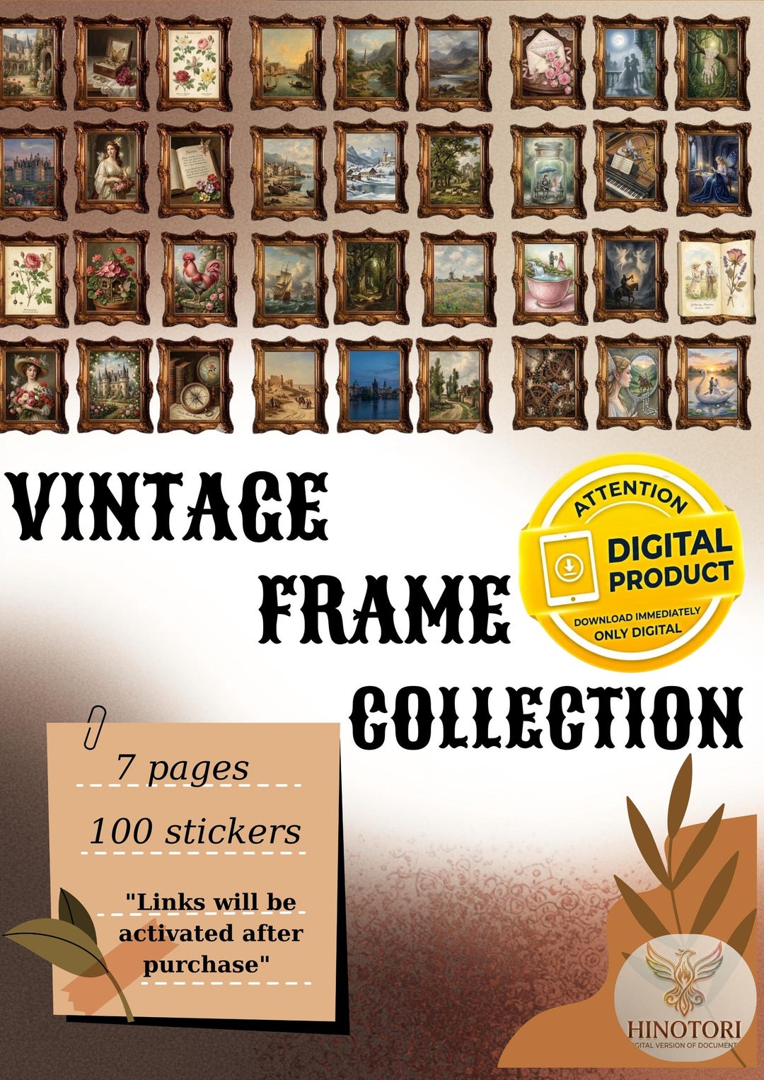 Vintage Frame Stickers for Digital Planner & Junk Journal - Etsy