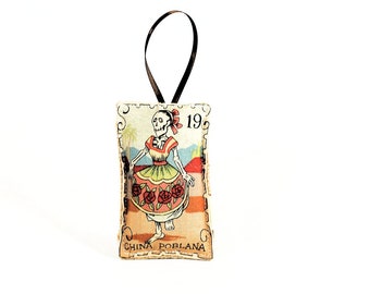 Sachet, Day of the Dead, Dia De Los Muertos, Lavender, Mexican Lottery, Loteria, Lottery Card, Lavender Sachet, China Poblana, Ornament