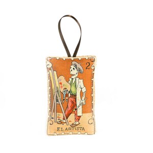 Tag der Toten, Dia De Los Muertos, Lavendel, Beutel, Künstler, Maler, Mexikanische Lotterie, Loteria, Lotteriekarte, Lavendel Beutel, Ornament