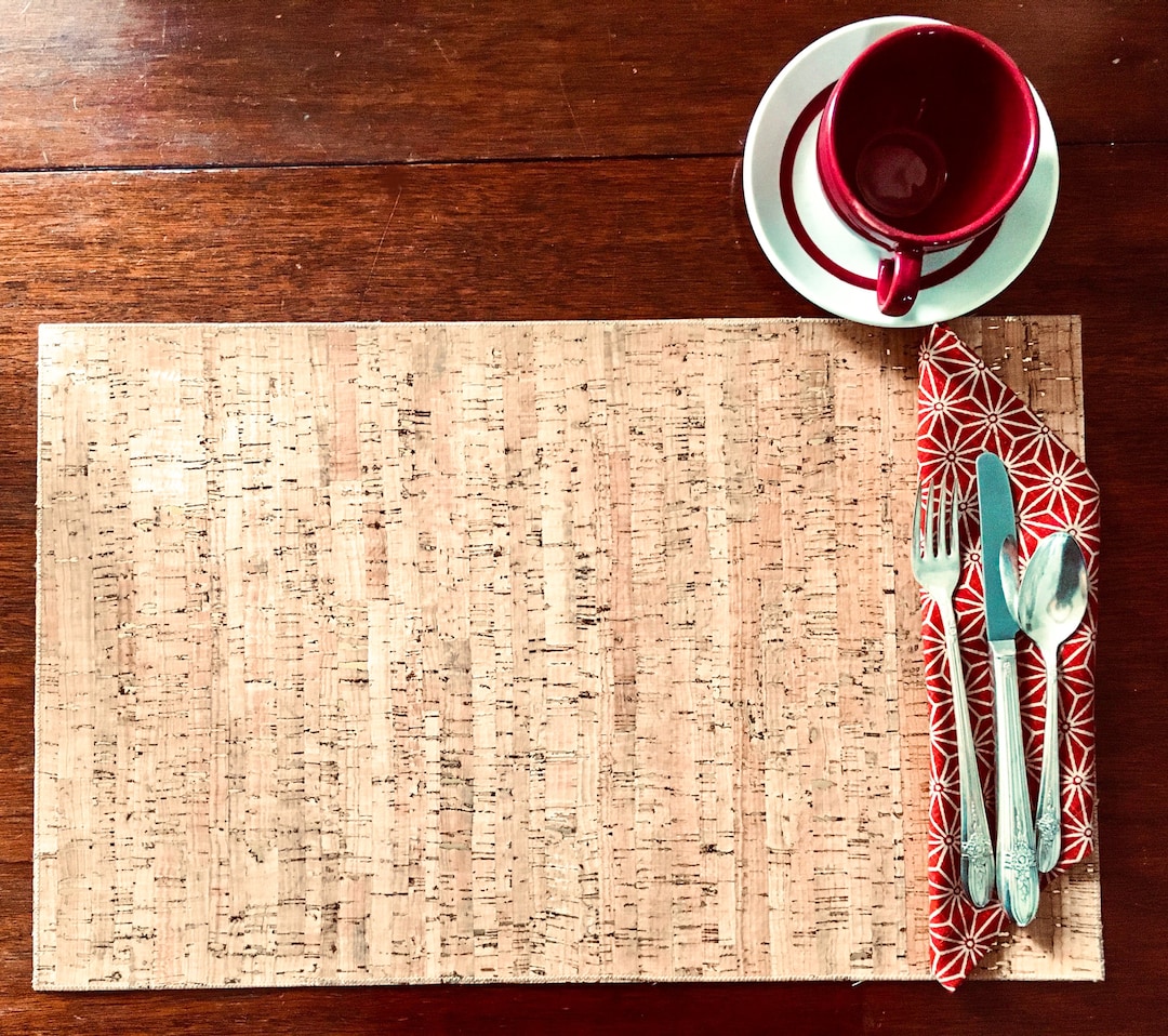 Free Shipping, 2, 4, 6, or 8 Pc Custom Cork Placemat Set, Cork