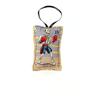 Tag der Toten, Dia De Los Muertos, Lavendel, Beutel, , mexikanische Lotterie, Loteria, Lotteriekarte, Lavendel Beutel, Ornament, Boxer, Catos