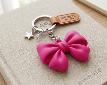 3D Printable Bow Keychain | Coquette Ribbon Bag Charm, Print-in-Place (Digital Download)