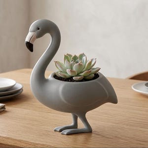 3D Printable Flamingo Planter – Modern Succulent Pot (Digital Download)