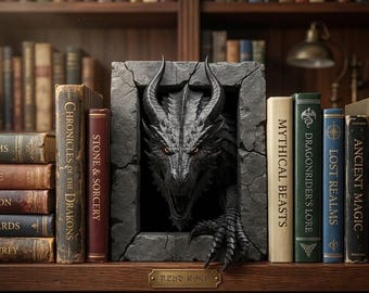 Emerging Dragon Book Nook STL | Fantasy Bookshelf Insert (Digital Download)
