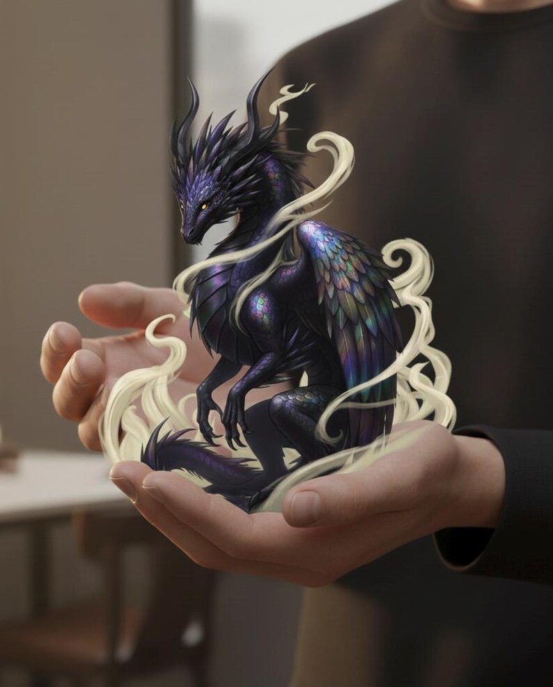Mysterious Dragon STL – Fantasy 3D Model for 3D Printing, RPG Miniature ...