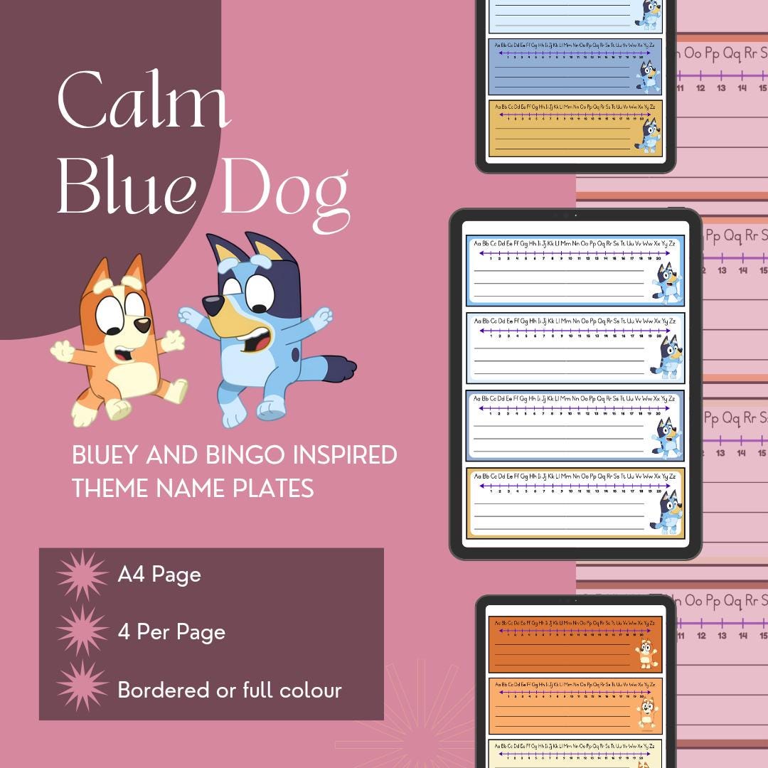 Classroom Name Plates | Bluey & Bingo Classroom Decor | Editable Desk ...