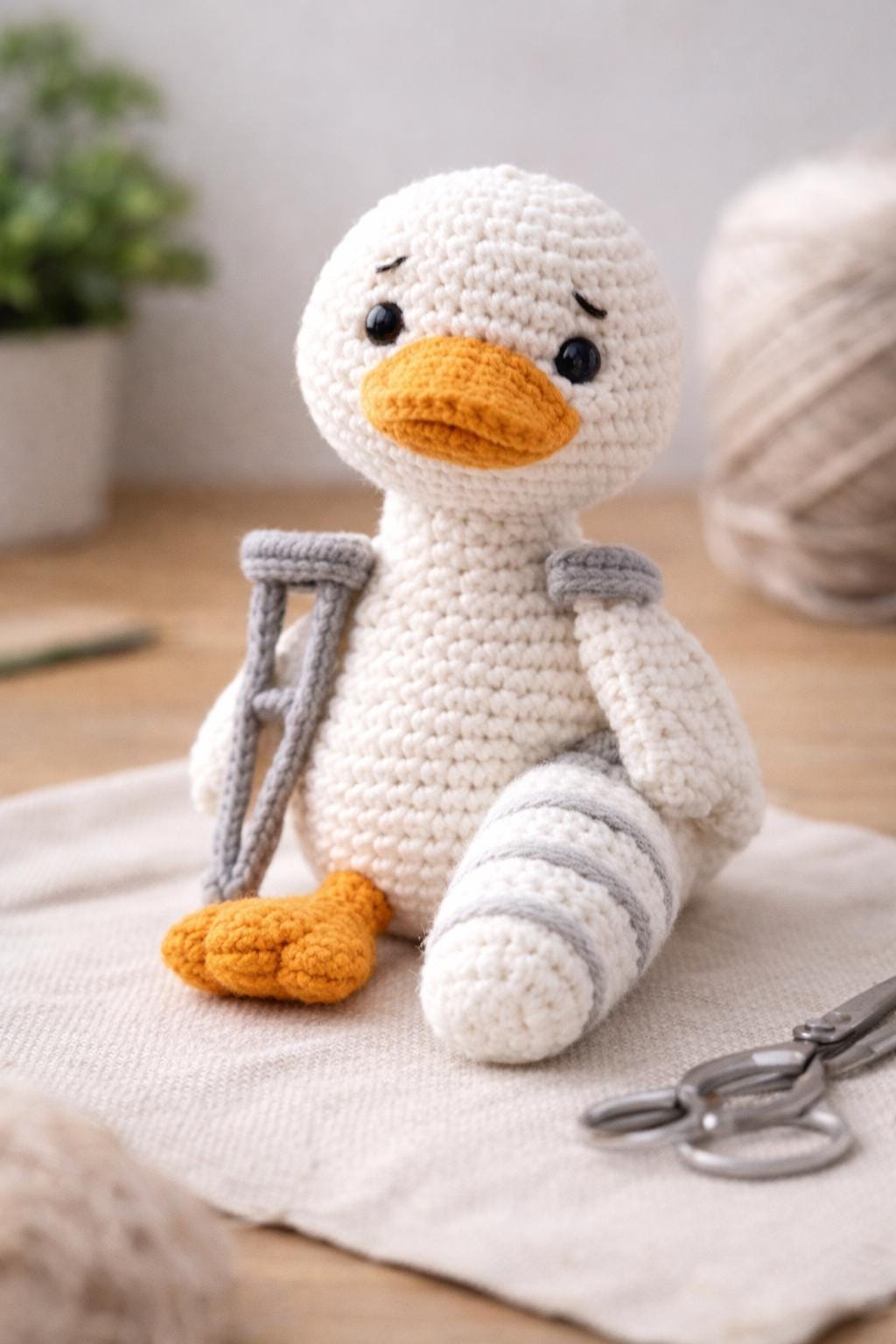 Silly Goose Crochet Pattern Amigurumi with Leg Cast