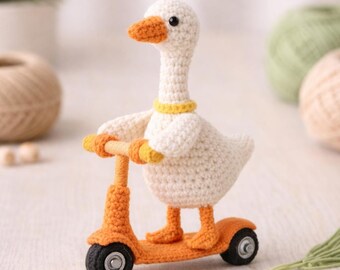 Patrón de crochet de ganso en patinete / Amigurumi para principiantes (PDF)
